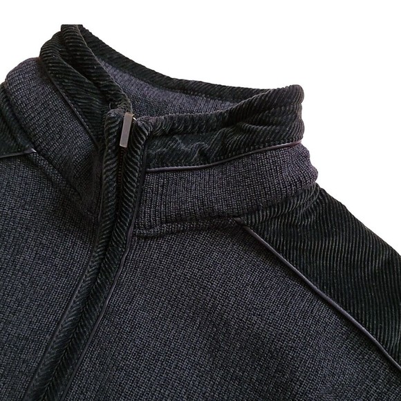 Amerigo Vespucci Made in Italy Pure Wool Leather Trimmed 1/4 Zip Sweater XL - Picture 5 of 14